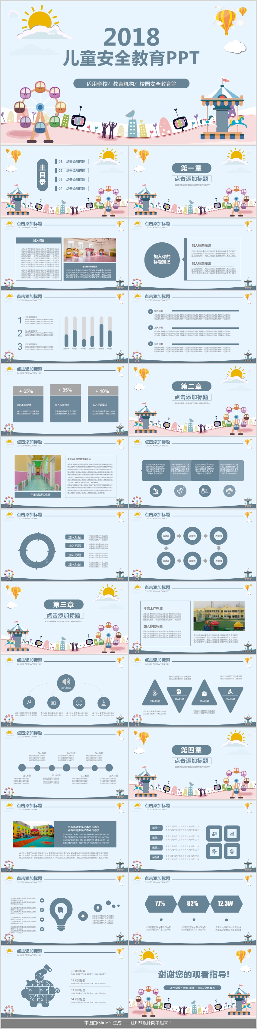 卡通兒童安全教育宣傳ppt模版