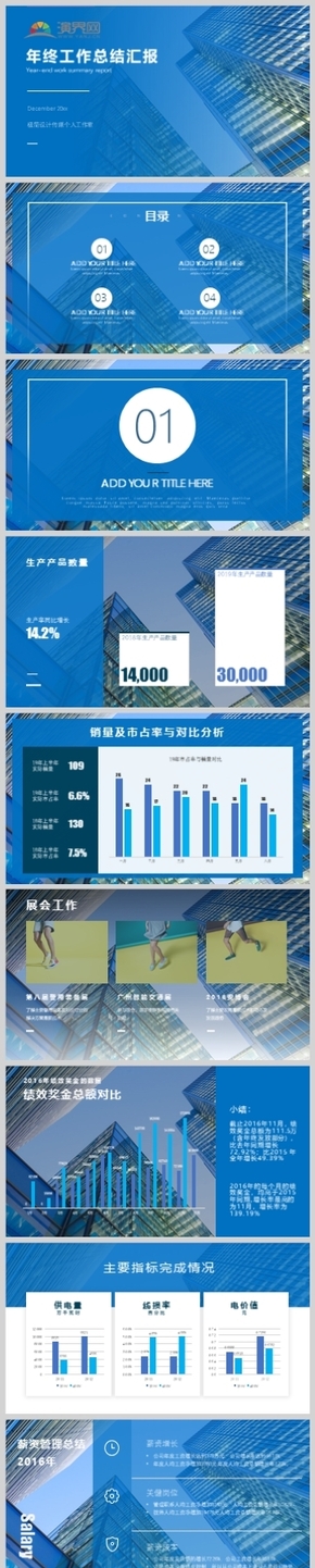 藍色簡約商務風小清新年終總結工作總結匯報產品發(fā)布年終總結模板