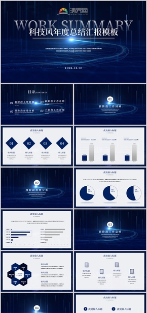 高端大氣藍(lán)色商務(wù)風(fēng)企業(yè)年終總結(jié)匯報(bào)PPT模板