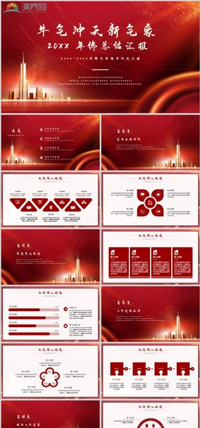 紅色大氣新年新春簡約商務總結(jié)匯報模板