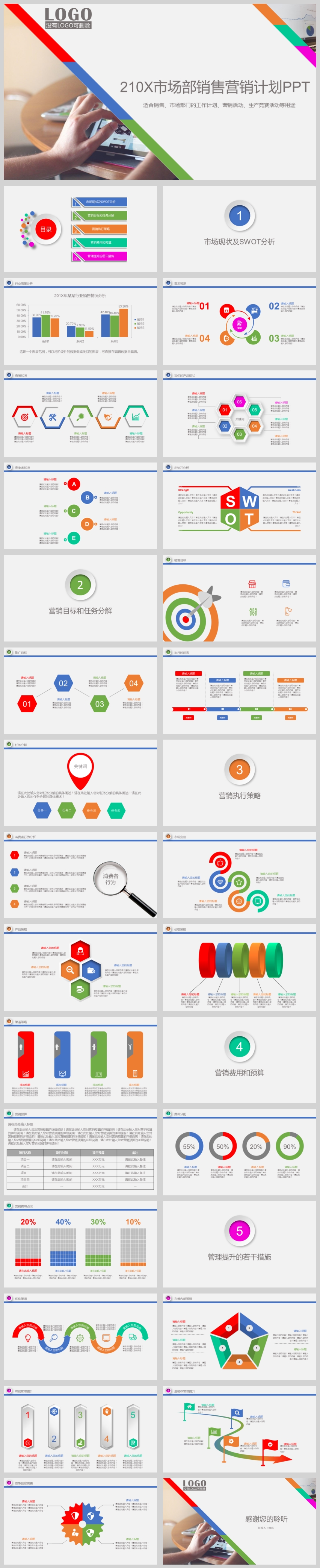 多彩商務(wù)風(fēng)市場部營銷計(jì)劃銷售計(jì)劃PPT模板
