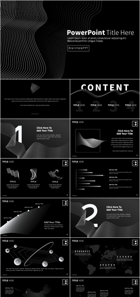 【抽象線條】黑白極簡超現代風格PPT高端酷炫科技未來感太空模版