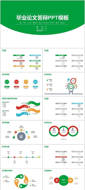 綠色簡約畢業(yè)答辯PPT模板