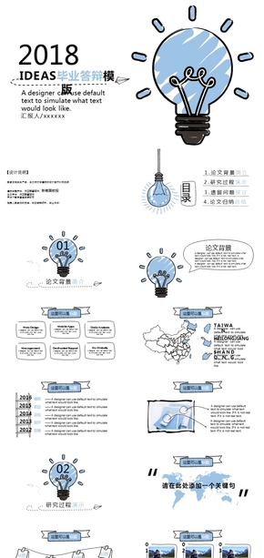 2018IDEAS畢業(yè)答辯ppt模版