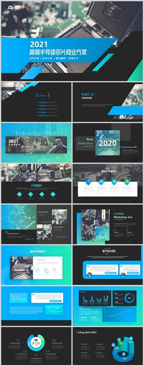 高端科技風半導體芯片產業(yè)介紹互聯網工作總結PPT模板