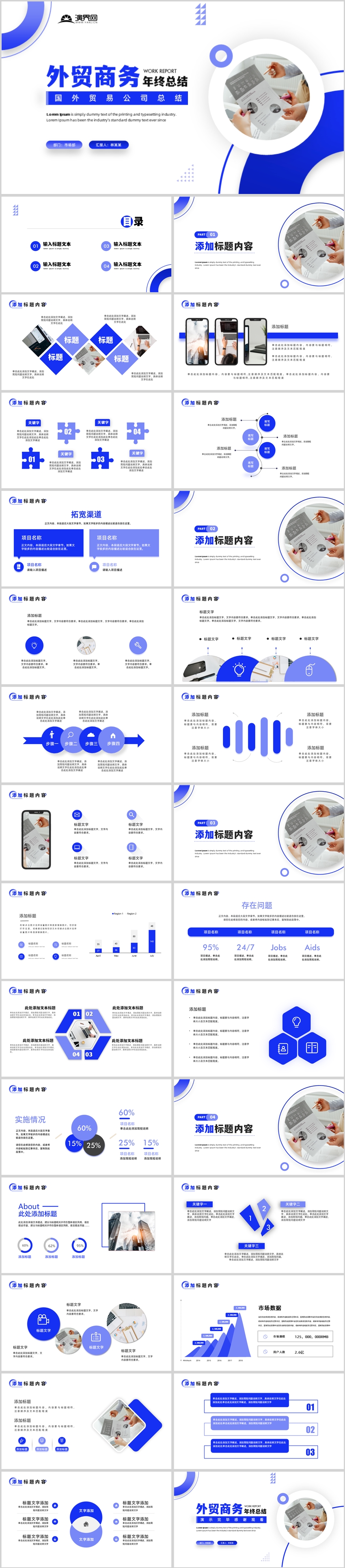 藍(lán)色外貿(mào)商務(wù)貿(mào)易公司年終總結(jié)匯報(bào)PPT模板