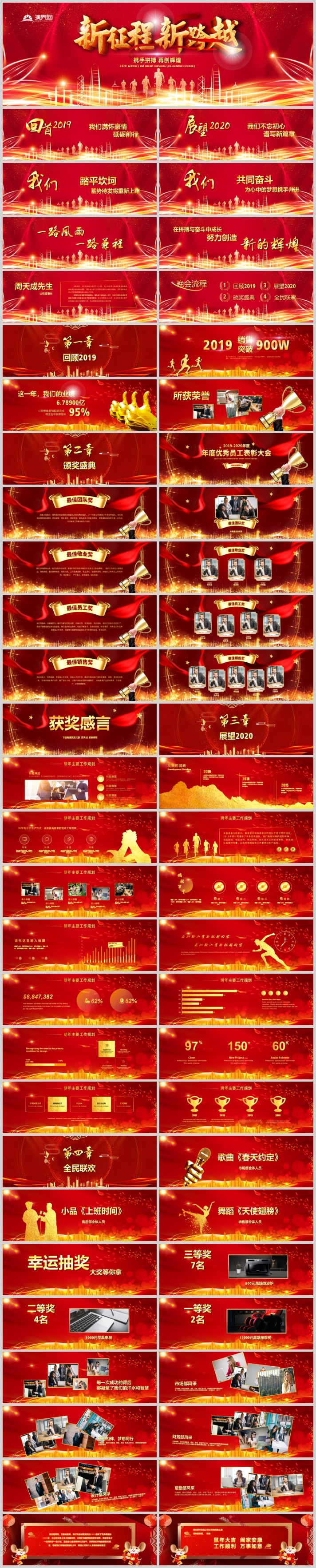 紅色大氣寬屏新征程新跨越年會(huì)頒獎(jiǎng)PPT模板