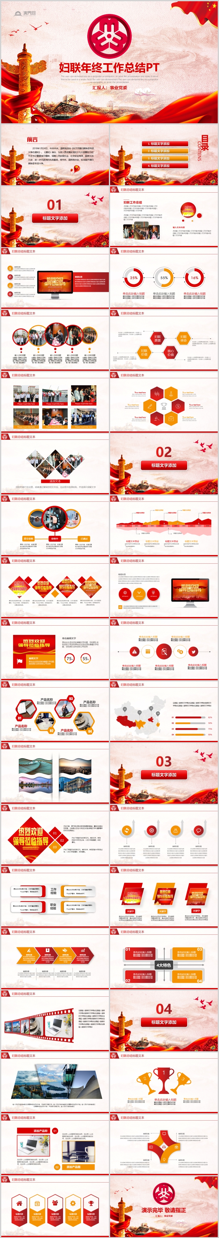 紅色大氣婦聯(lián)三八婦女節(jié)年終工作總結(jié)匯報(bào)PPT