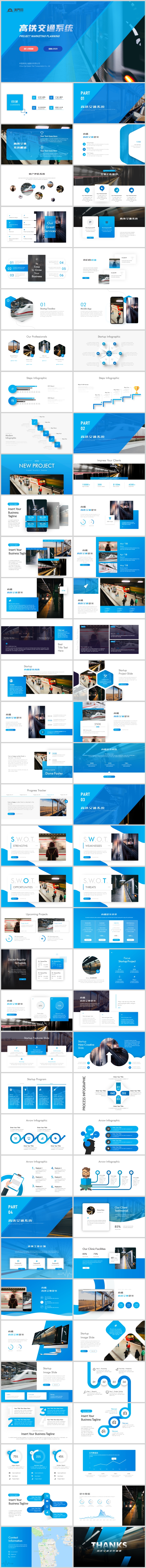 藍色簡約高鐵交通系統(tǒng)商業(yè)方案交通運輸工作總結(jié)PPT模板