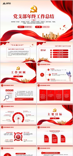 黨建黨支部年終工作總結(jié)匯報(bào)PPT模板