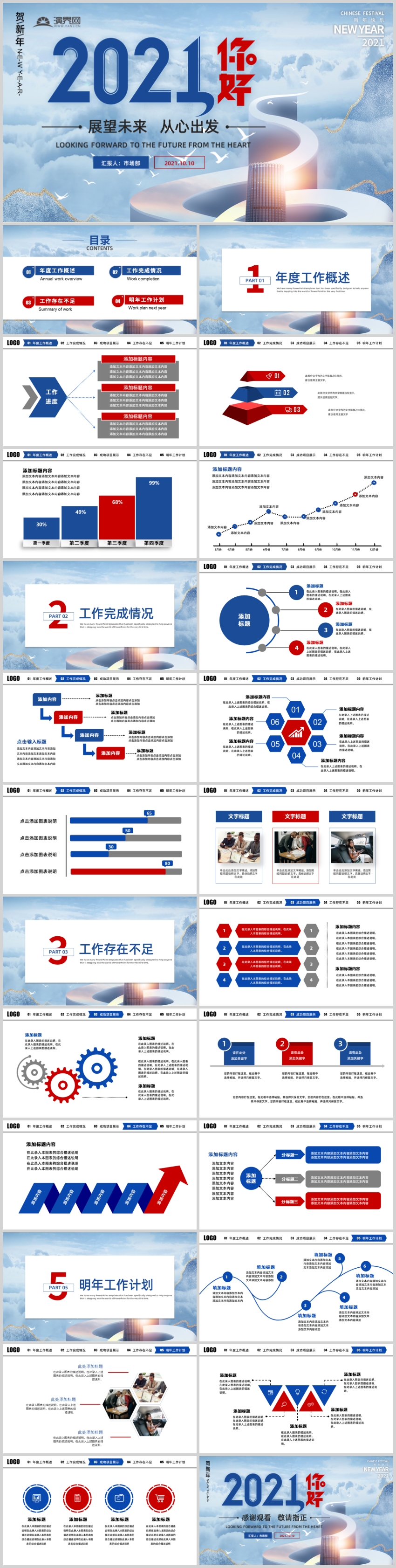 藍(lán)色時(shí)尚你好2021新年計(jì)劃工作總結(jié)匯報(bào)PPT模板