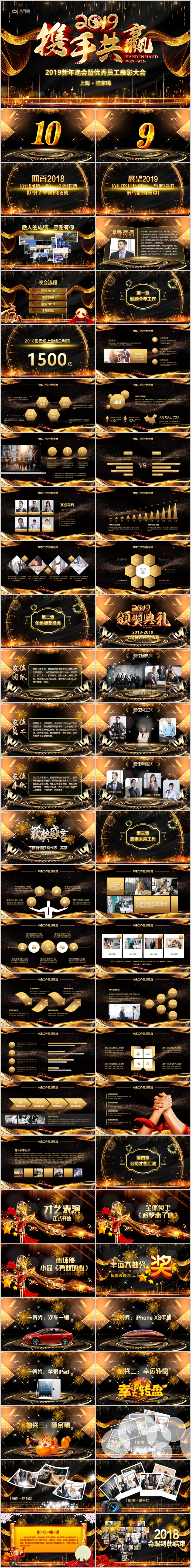 黑金大氣贏戰(zhàn)2019企業(yè)年會開門紅頒獎盛典年終總結(jié)PPT