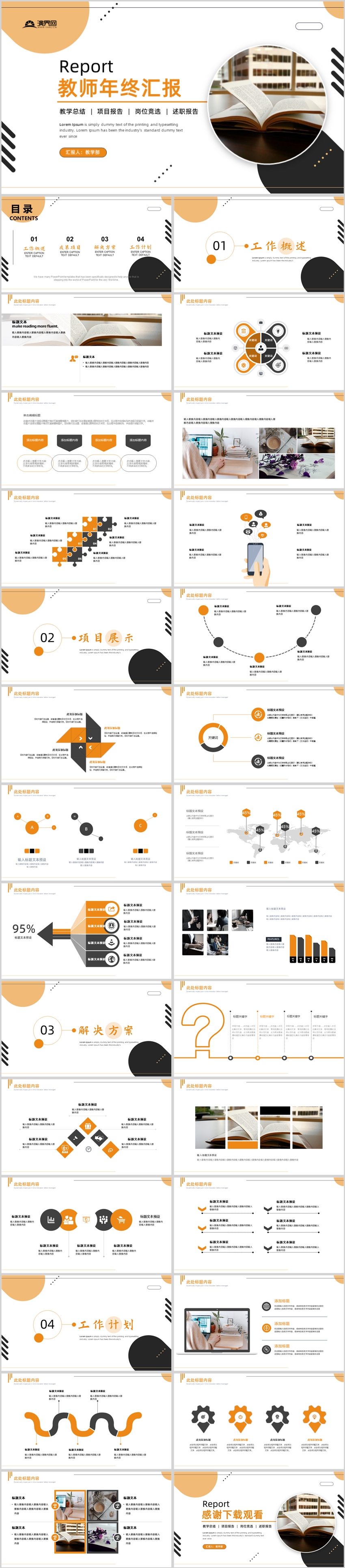 橙黃色簡(jiǎn)約教師教學(xué)年終總結(jié)匯報(bào)PPT模板