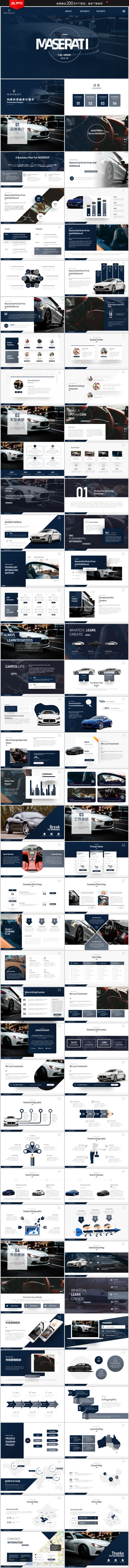 創(chuàng)意瑪莎拉蒂高端豪華汽車商業(yè)計劃書品牌市場營銷ppt模版