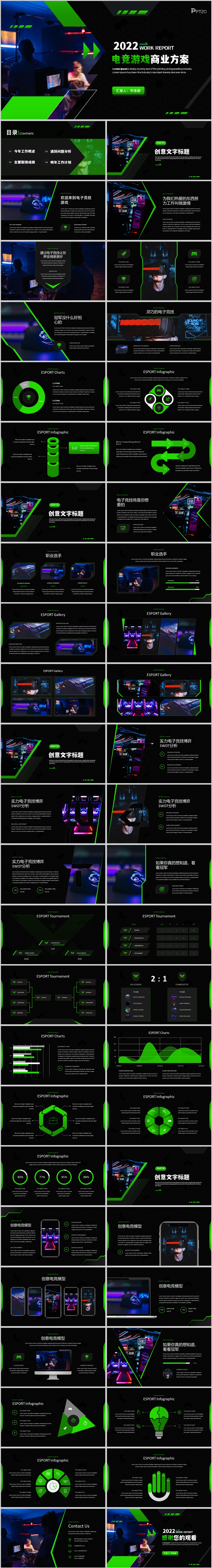 綠色高級感電競游戲商業(yè)計劃書PPT模板