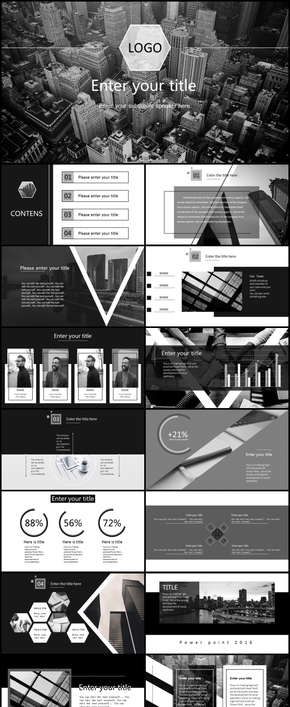 黑白歐美風簡約大氣商務通用模板