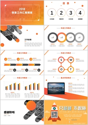 橙色漸變工作匯報(bào)PPT模板