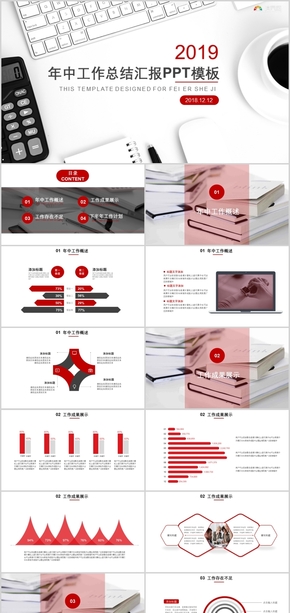 紅色簡約大氣年中總結(jié)述職報告PPT模板