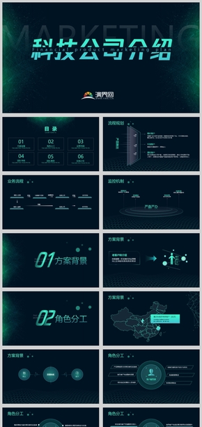 互聯網科技綠色公司介紹模板