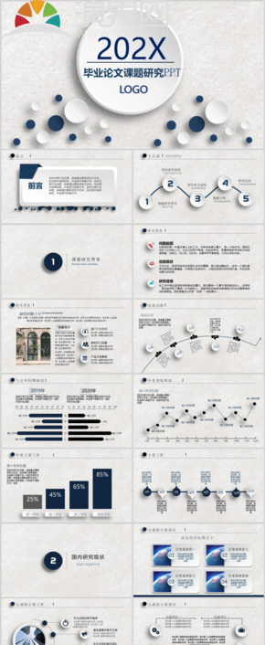 藍(lán)色立體感畢業(yè)論文答辯課題研究報告PPT模板
