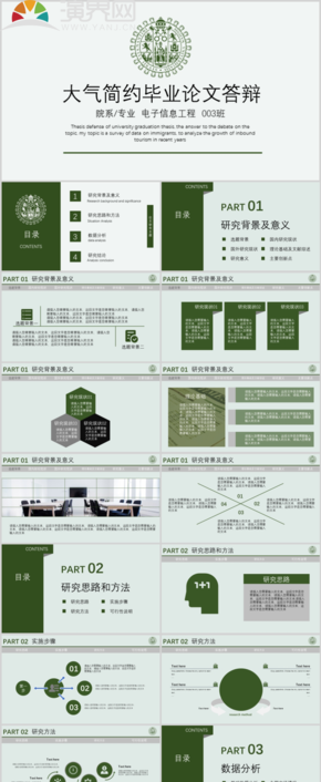 草綠色大氣簡約畢業(yè)論文課題研究報告PPT