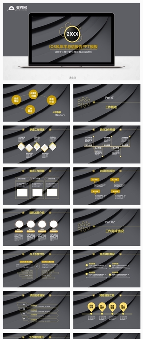 黃黑色ios風工作匯報工作總結(jié)ppt模板