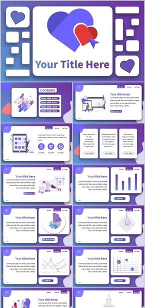 藍紫色漸變卡片風(fēng)格PPT模板智能PPT圖表
