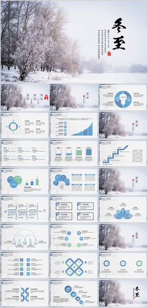 藍(lán)色小清新通用冬至節(jié)氣主題匯報(bào)PPT模板