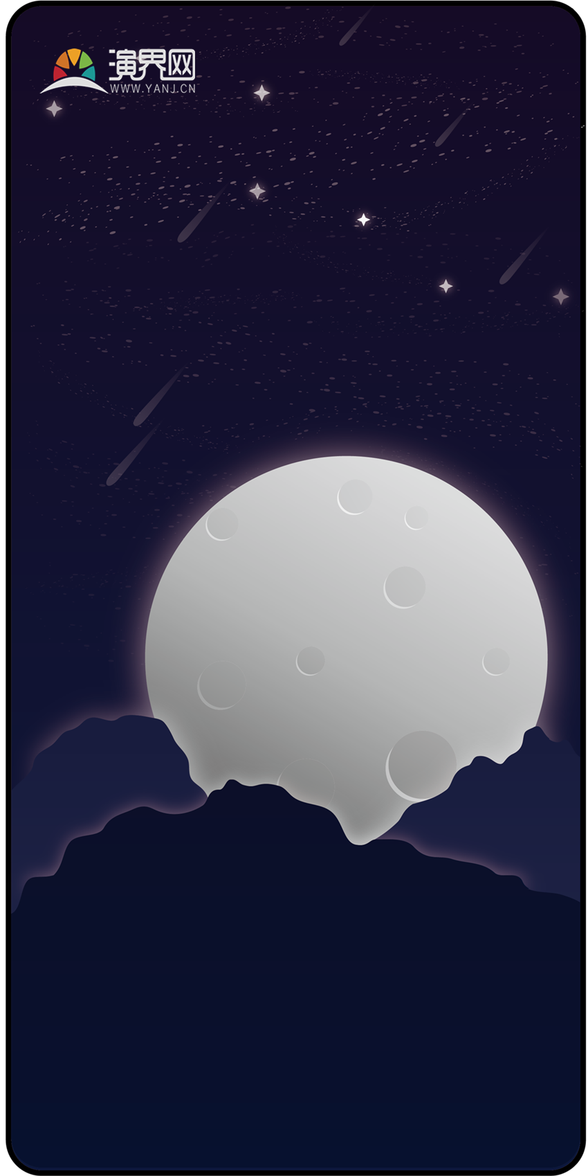  Dark blue moon mountain vector illustration wallpaper
