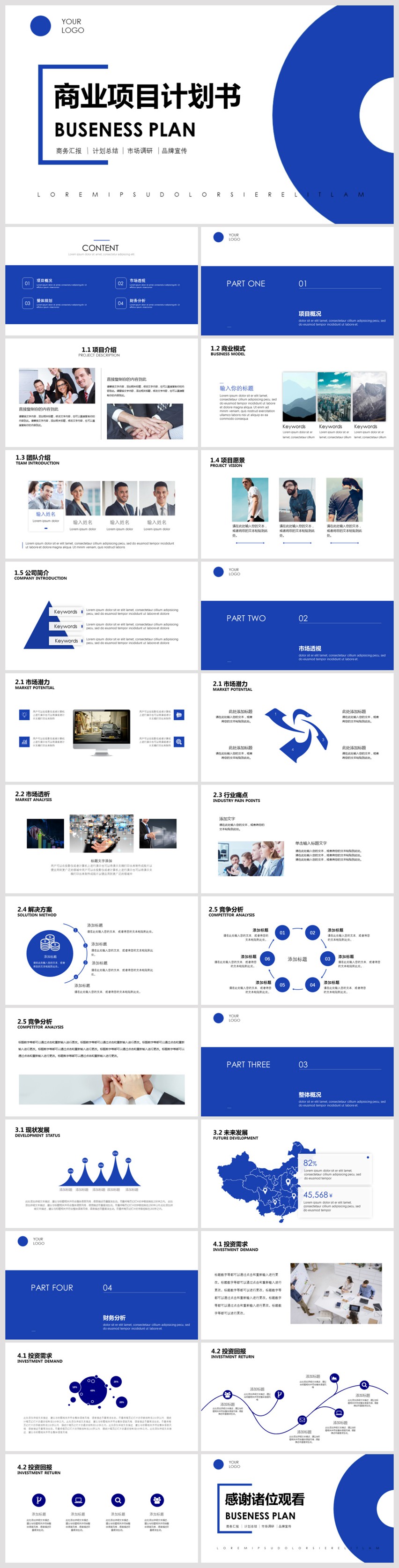 企業(yè)藍色簡約大氣商業(yè)項目計劃書PPT模板