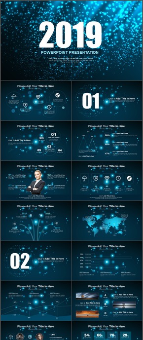 深藍星空地球商務(wù)時尚ppt模板7