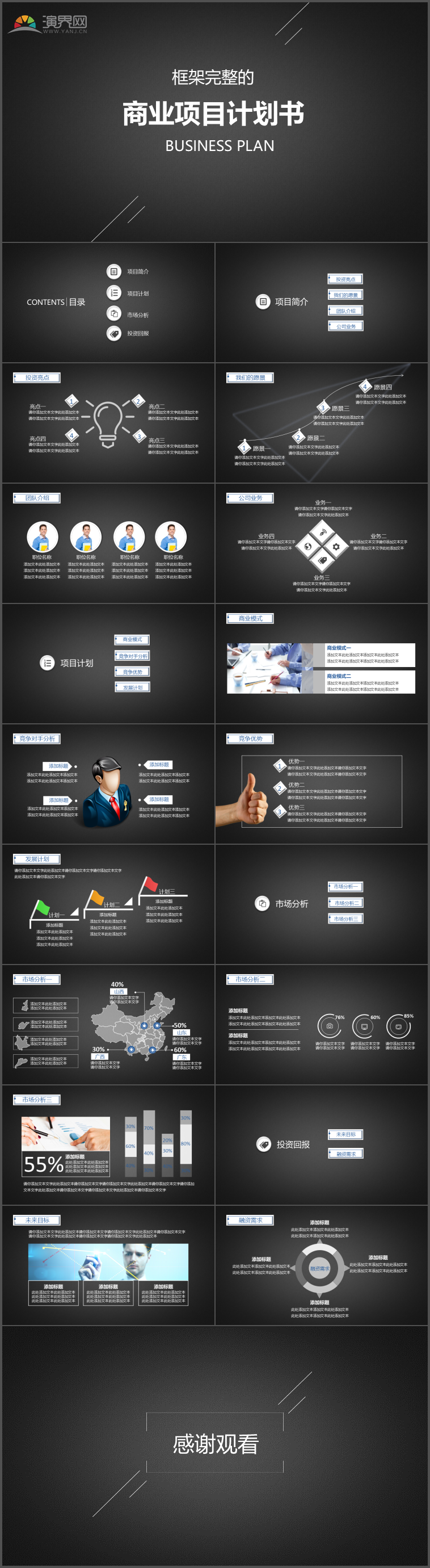 黑色創(chuàng)業(yè)融資商業(yè)項目計劃書PPT模板12