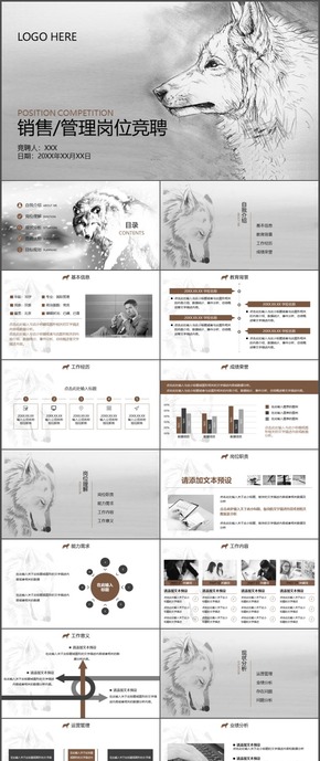 狼性中國風(fēng)銷售管理崗位競聘簡歷PPT模板53