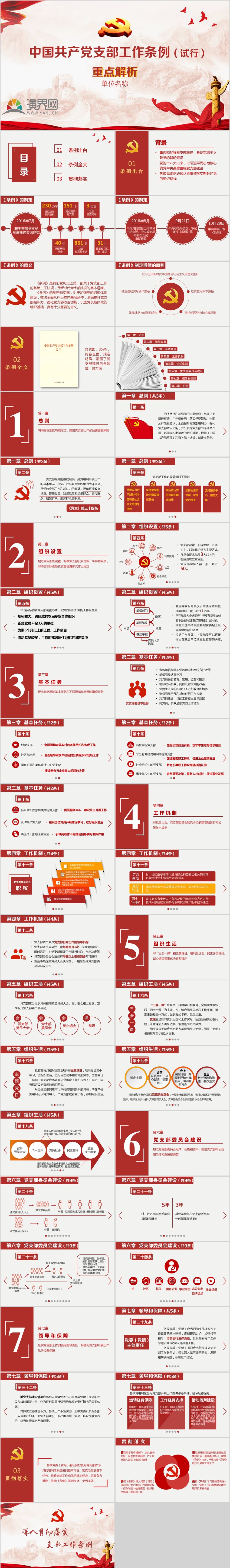 紅色簡潔中國共產(chǎn)黨支部工作條例重點解析匯報PPT