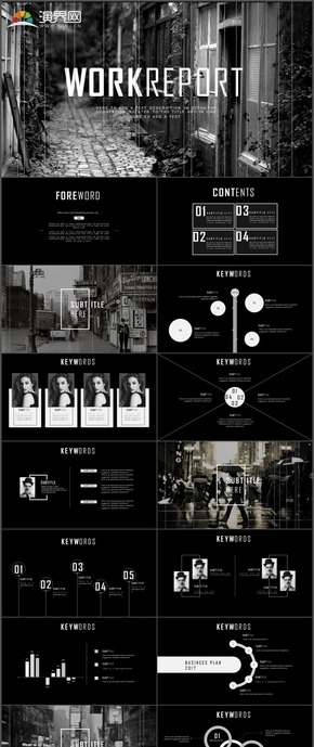 黑色工作報告新年工作計劃工作總結(jié)PPT模板153