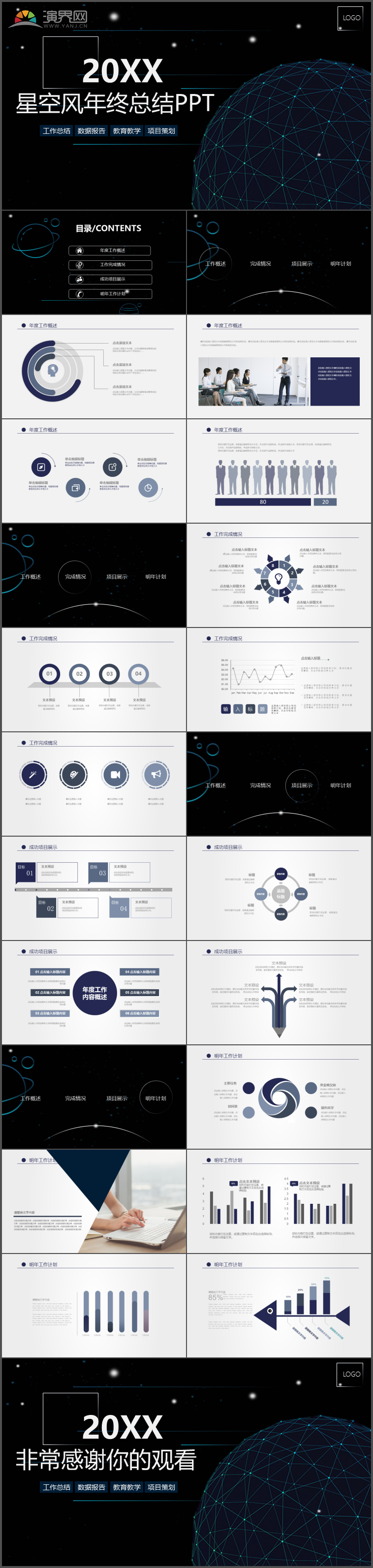 星空風格工作總結數(shù)據(jù)報告教育教學項目策劃PPT模板82