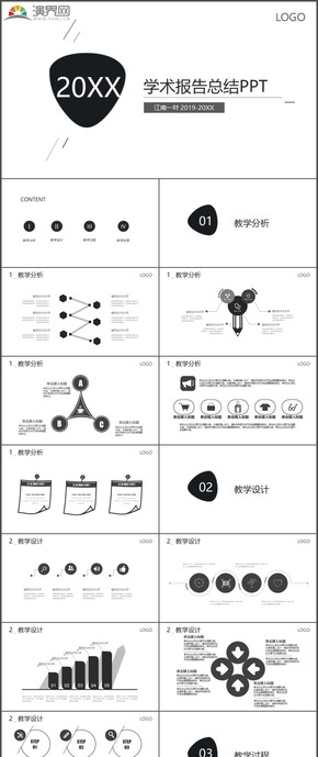 簡約教育教學分析學術報告總結時尚動態(tài)PPT模板71