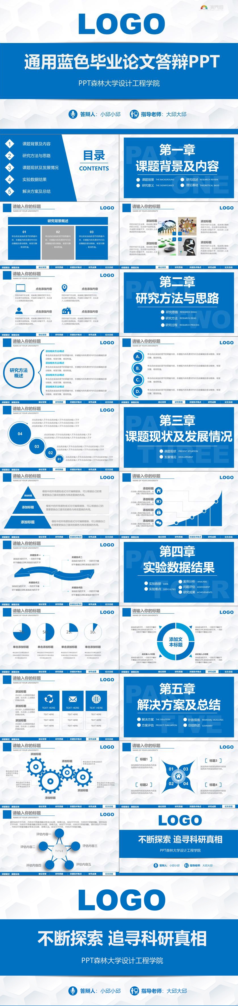 藍色論文答辯 高校答辯 開題報告 論文答辯 藍色通用 醒目匯報 PPT模板