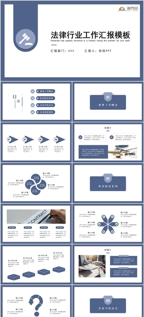 藍色沉穩(wěn)扁平風法律法學法務(wù)工作匯報PPT