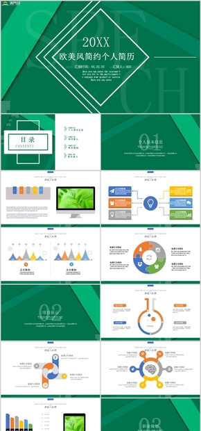 清綠色個(gè)人簡(jiǎn)歷求職報(bào)告PPT模板