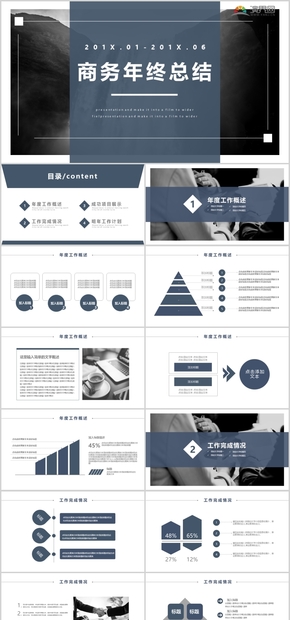簡約商務部們年終總結工作匯報PPT模板