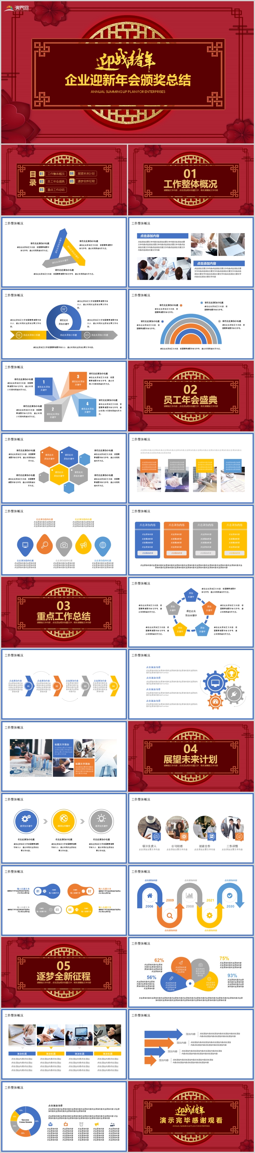 2019紅色喜慶年會(huì)頒獎(jiǎng)工作總結(jié)PPT