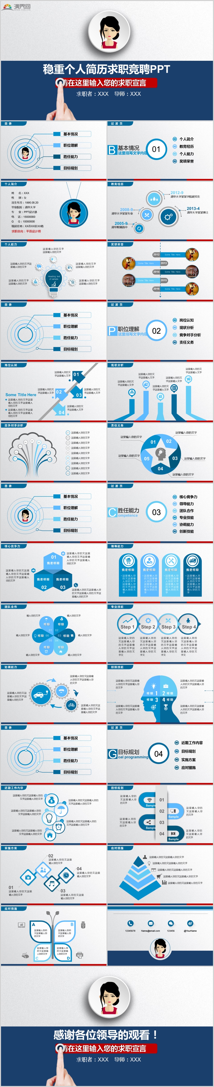 穩(wěn)重個(gè)人簡(jiǎn)歷求職競(jìng)聘自我介紹PPT模板