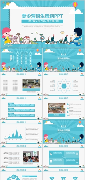 教育機構(gòu)類暑期夏令營興趣班招生策劃PPT模板