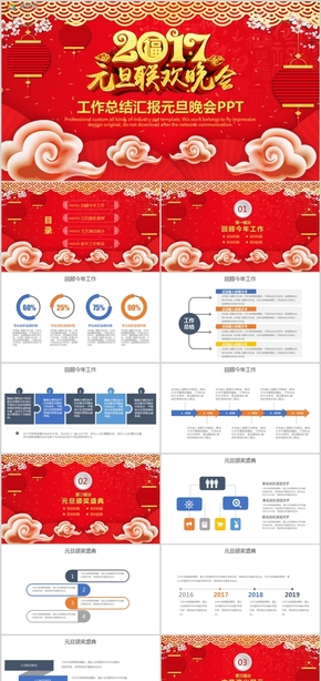 年終總結工作總結匯報元旦晚會新年慶典PPT模板