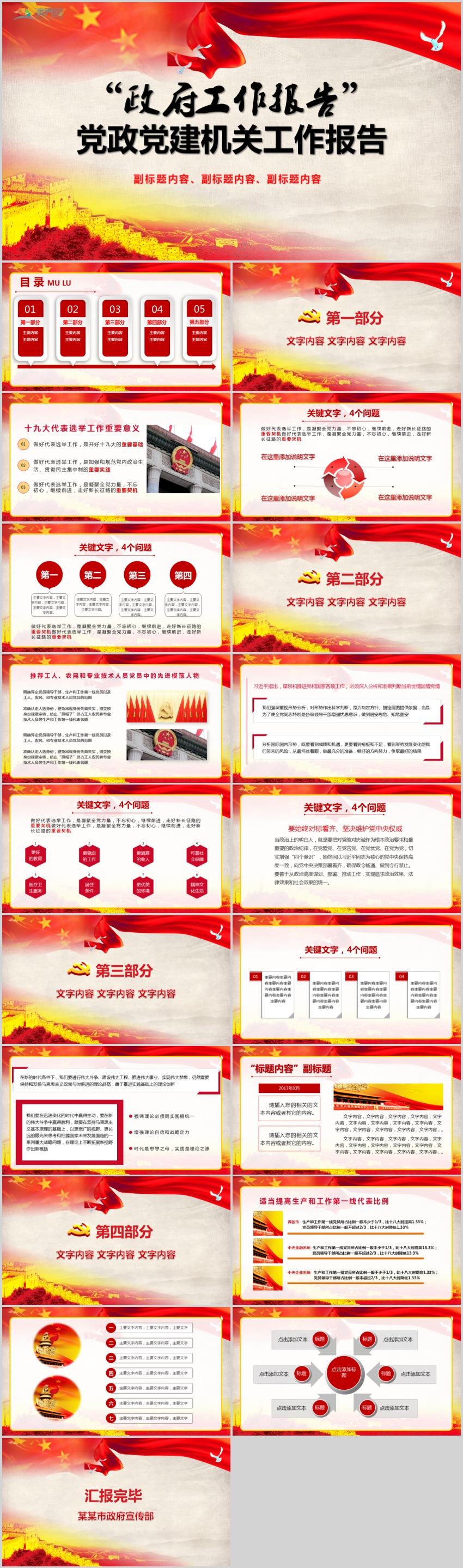 政府黨委工作總結(jié)報告黨政工作報告基層黨組織黨務黨建工作匯報PPT模板