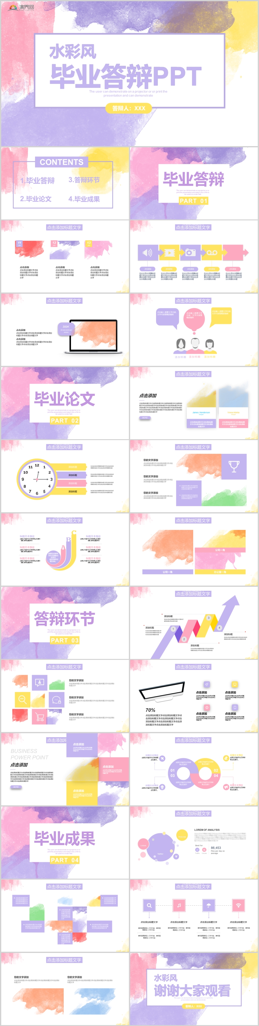 水彩風(fēng)畢業(yè)答辯畢業(yè)論文學(xué)術(shù)報(bào)告PPT模板