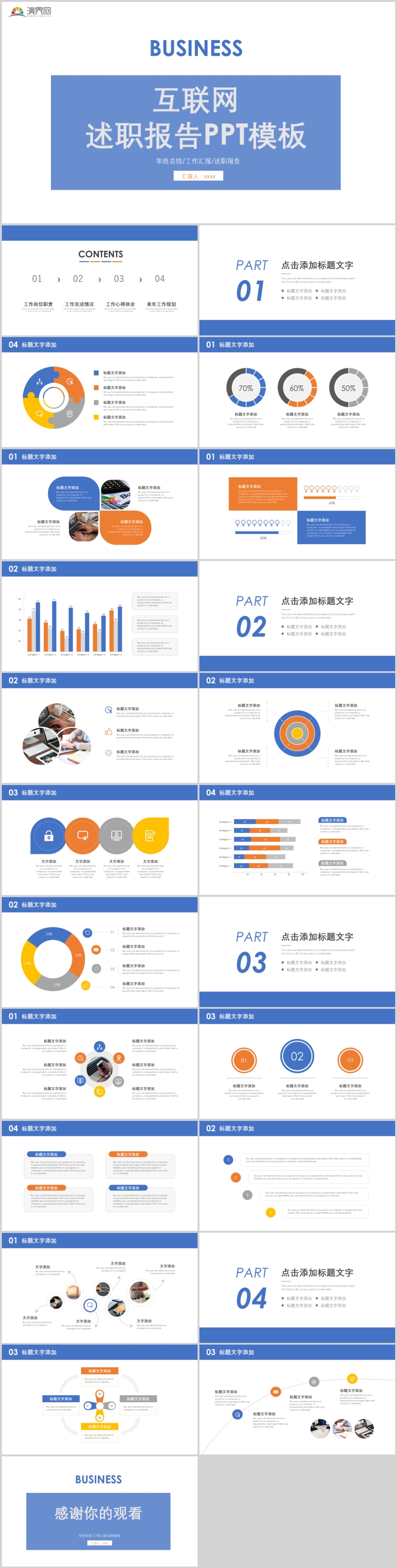 簡約藍(lán)年終總結(jié)工作匯報(bào)述職報(bào)告PPT模板