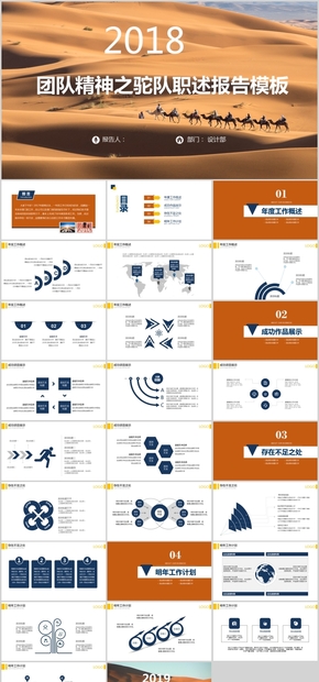 團隊精神之駱駝隊主題工作總結述職報告動態(tài)PPT模板