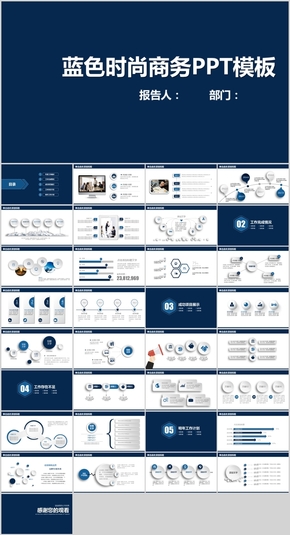 藍(lán)色時(shí)尚商務(wù)年終述職報(bào)告PPT模板